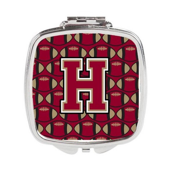 Carolines Treasures Letter H Football Garnet and Gold Compact Mirror CJ1078-HSCM